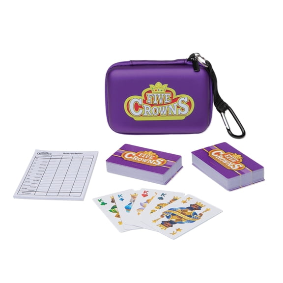 Five Crowns Travel Case Bundle, Cards, Scorecard Included Card Game for Kids and Adults, Family Game Night, The Game isnt Over Until the Kings Go Wild!, 5 Suited Rummy Style Card Game, Ages 8+