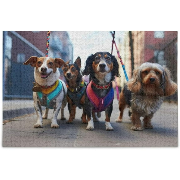 Five Dogs Outside Jigsaw Puzzles 1000 PiecesPuzzles for Adults Family Game Intellective Toys Wall Art Work for Educational Gift Home Decor