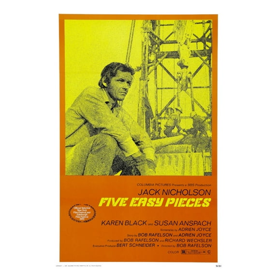 Five Easy Pieces Movie poster Metal Sign 8inx 12in Metal Print 8x12 Square Adults Poster Time