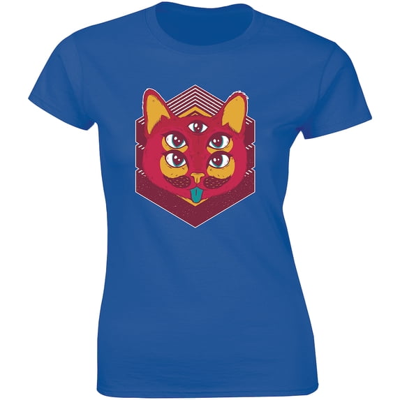 Five Eyes Cat Scary Cute Monster Cartoon Animal Pet Lover Gift Women T-Shirt