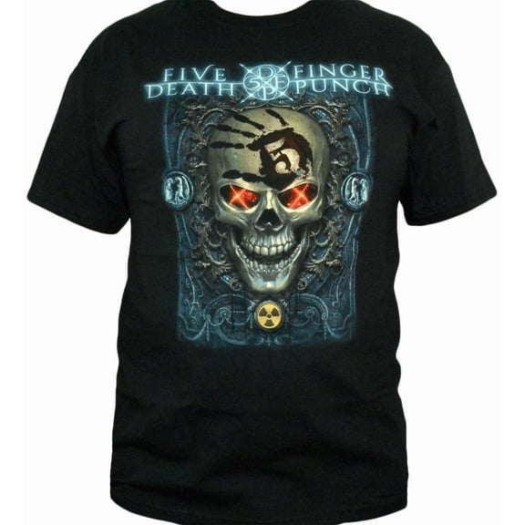 Men's Five Finger Death Punch Iron Skull T-shirt Medium Black