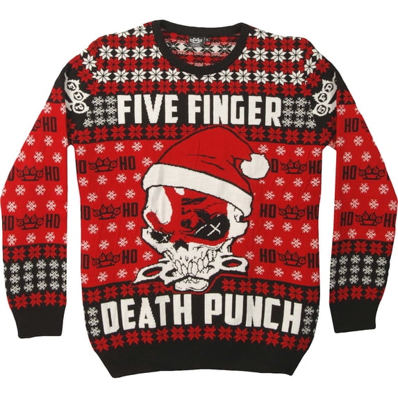 Five Finger Death Punch Men's Knucklehead Santa Ugly Xmas Sweatshirt Black