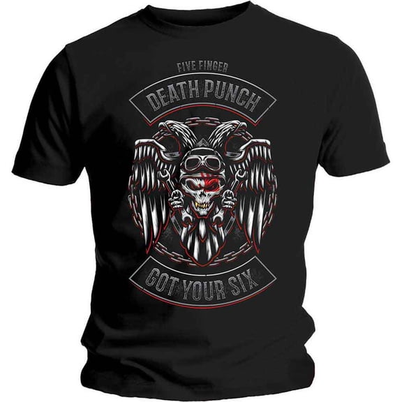 Five Finger Death Punch Unisex T-Shirt Biker Badge (Large)