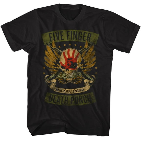 Five Finger Death Punch Sin City Nevada Men's T Shirt (Black, AdultM)