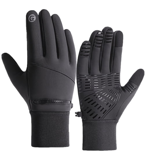 Five-Finger Winter Cycling Gloves for Men Warm Thermal Cold Weather Sports Gloves with Zippered Wrist