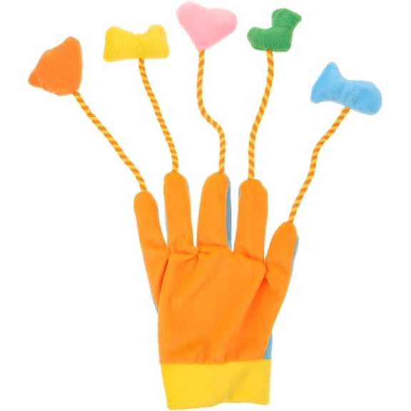Five-Fingers Cat Teaser Glove Interactive Plush Toy with Built-in Bell for Indoor Cat Play and Exercise