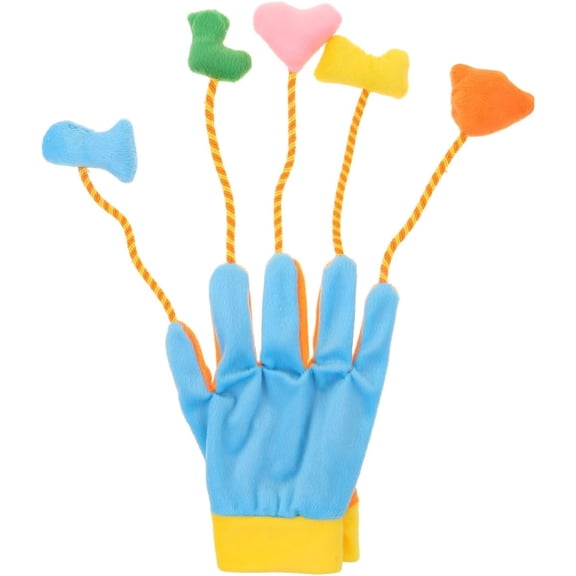 Five-Fingers Cat Teaser Glove Interactive Plush Toy with Built-in Bell for Indoor Cat Play and Exercise