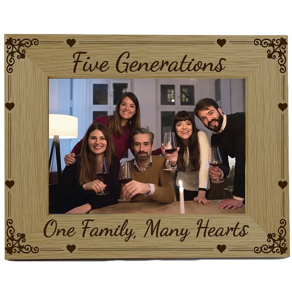 Five Generations Picture Frame Wood Photo Frames Engraved Display Tabletop Postcard Frame for DIY