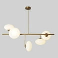 thumbnail image 1 of Five Globe Mid Century Modern Sputnik Chandelier – Handcrafted Brass Frame Glass Globe Design Pendant Light Fixture, 1 of 4