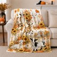 thumbnail image 1 of Five Goats By Rustic Barn Pumpkins Sunflowers Playful, Rustic Farmhouse Horse Scene, Warm Flannel Blanket for Ranch House and Living Room, Horse Lovers Thanksgiving Gift, Rustic Home Decor, 1 of 9