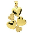 thumbnail image 1 of Five Golden Heart Cluster 925 Sterling Silver Mother's Day Gift Pendant Jewelry, 1 of 2