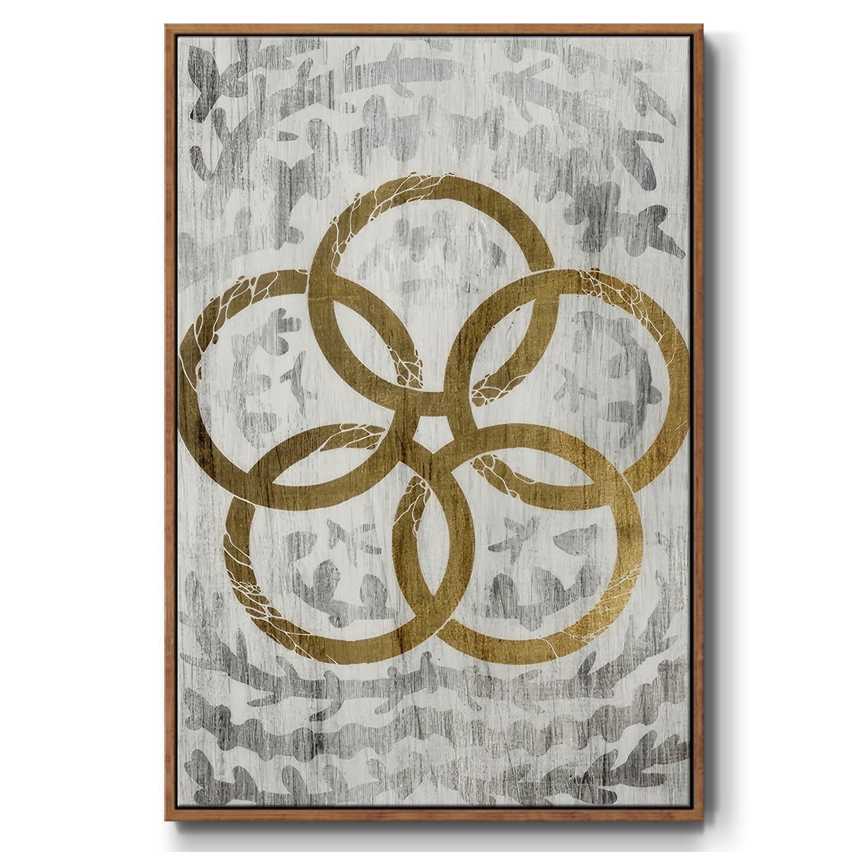 Five Golden Rings - Gold Leaf Holiday - Framed Gallery Wrapped Holiday Canvas - 25 x 37 - Rosewood Frame