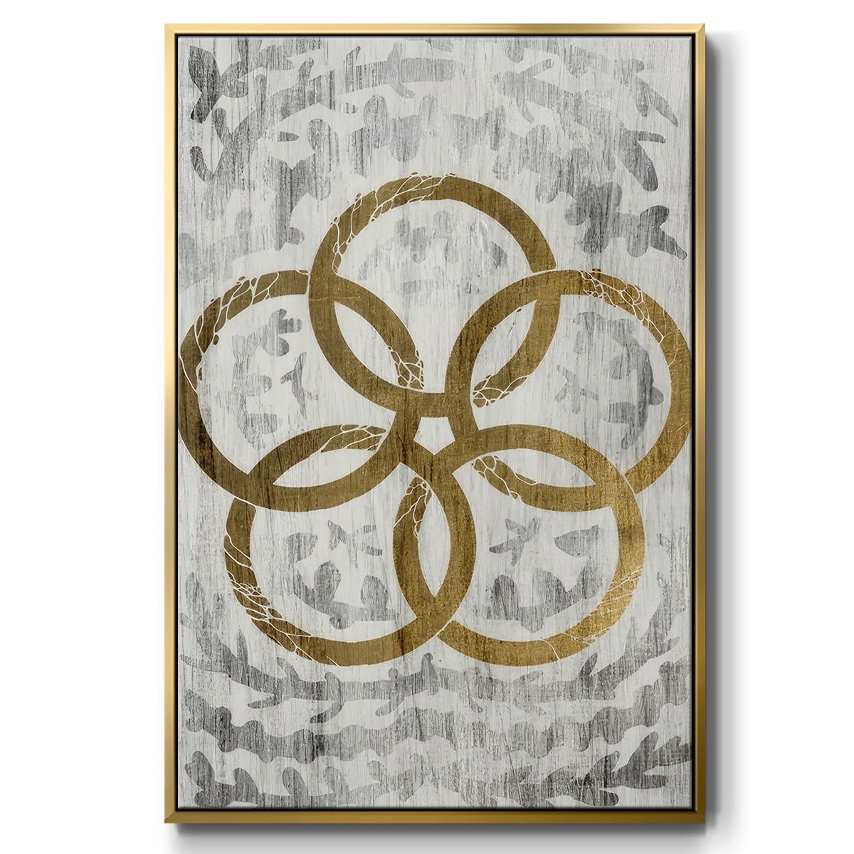 Five Golden Rings - Gold Leaf Holiday - Framed Gallery Wrapped Holiday Canvas - 27 x 41 - Gold Frame