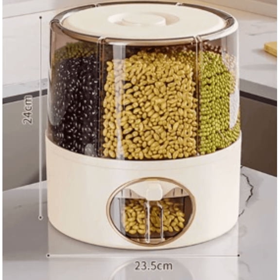 Five Grain and Miscellaneous Grain Storage Box, Separated Rotating Rice Bucket, Insect Proof and Moisture-proof Sealed Household Rice Storage Box, Rice Tank