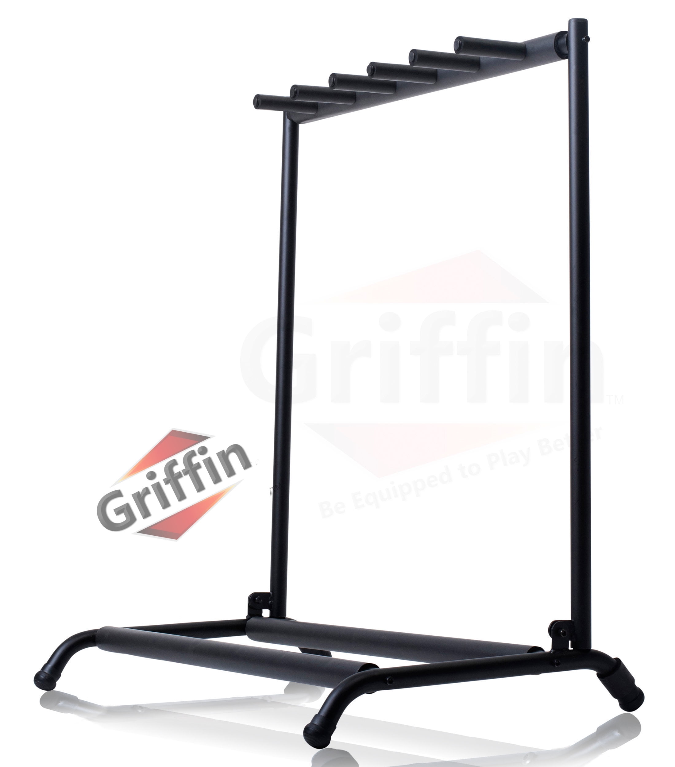 Five Guitar Rack Stand by GRIFFIN - Holder for 5 Guitars  Folds Up For Transport Neoprene Padding by GeekStands.com
