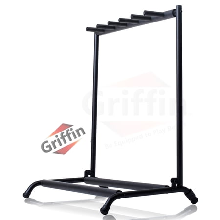 Five Guitar Rack Stand by GRIFFIN - Holder for 5 Guitars Folds Up For Transport Neoprene Padding by GeekStands.com