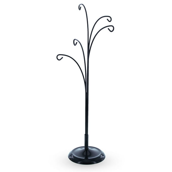 5-Arm Scroll Tree Branches Black Painted Metal Ornament Display Stand 14.5 Inches (Poland)