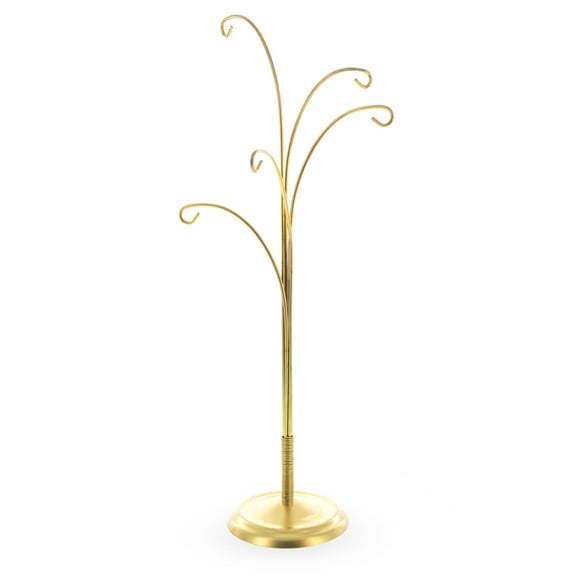 5-Arm Scroll Tree Branches Gold Metal Ornament Display Stand 14.5 Inches (Poland)