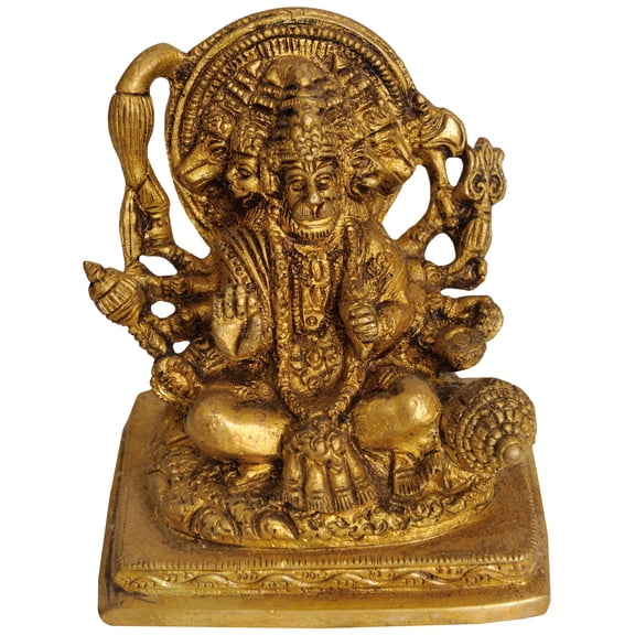 Five Headed Hanuman Brass Sculpture | Handmade | Made in India