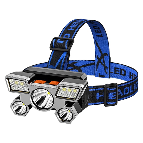Five Headlights Strong Light Super Bright Rechargeable Fishing Light Long Shot Super Bright Head-mounted LED Miners Lamp Flashlight