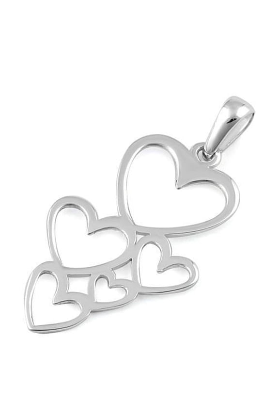 Five Hearts 925 Sterling Silver Valentines Day Gifts Women Pendant Jewelry