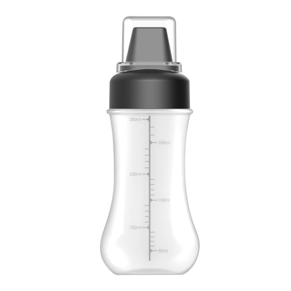 Five-Hole Squeeze Condiment Bottle with Measurement Marks - Leak-Proof Kitchen Dressing Container for Sauces and Syrups - Easy to Clean Reusable Plastic Storage Bottle with Lid