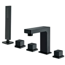 Five Holes Roman Bathroom Bathtub Faucet, Triple Handle Deck Mounted Tub Filler with Hand Shower with Rough-in Valve(Pressured Balanced Valve)