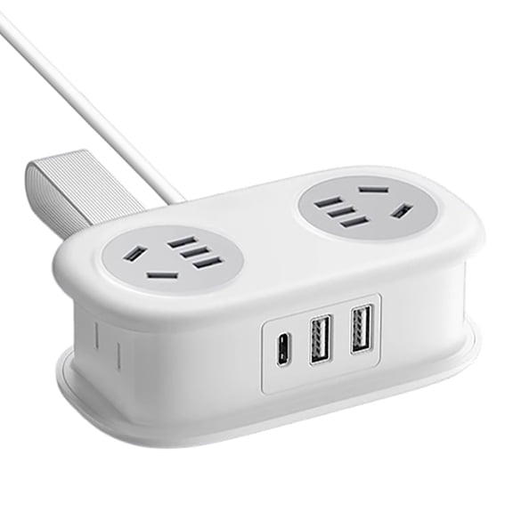 Five In One Power Strip Extension Cord Surge Protector with USB Smart Charging Ports for Travel Portable Use with Various Devices