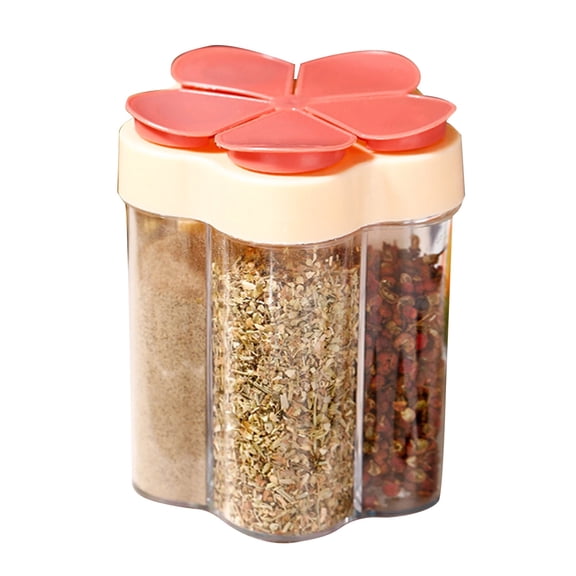 Five In Seasoning Bottle With Lab e l Sealed Flip Lid Jar For Kitchen Barbecue And Cooking Seasonings, 3.54×4.33 inch, Pink