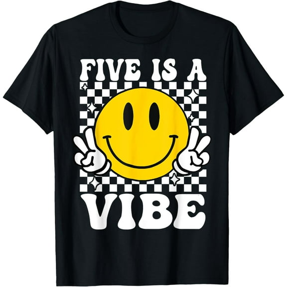 Five Is A Vibe 5th Birthday Groovy Boys Girls 5 Years Old T-Shirt