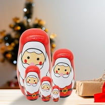 Five-Layer Santa Claus Christmas Nesting Dolls - Wooden Handicrafts & Educational Kindergarten Teaching Utensils, Perfect Birthday And Christmas Gift Decorative Figurine, Traditional Wood Crafts, Red