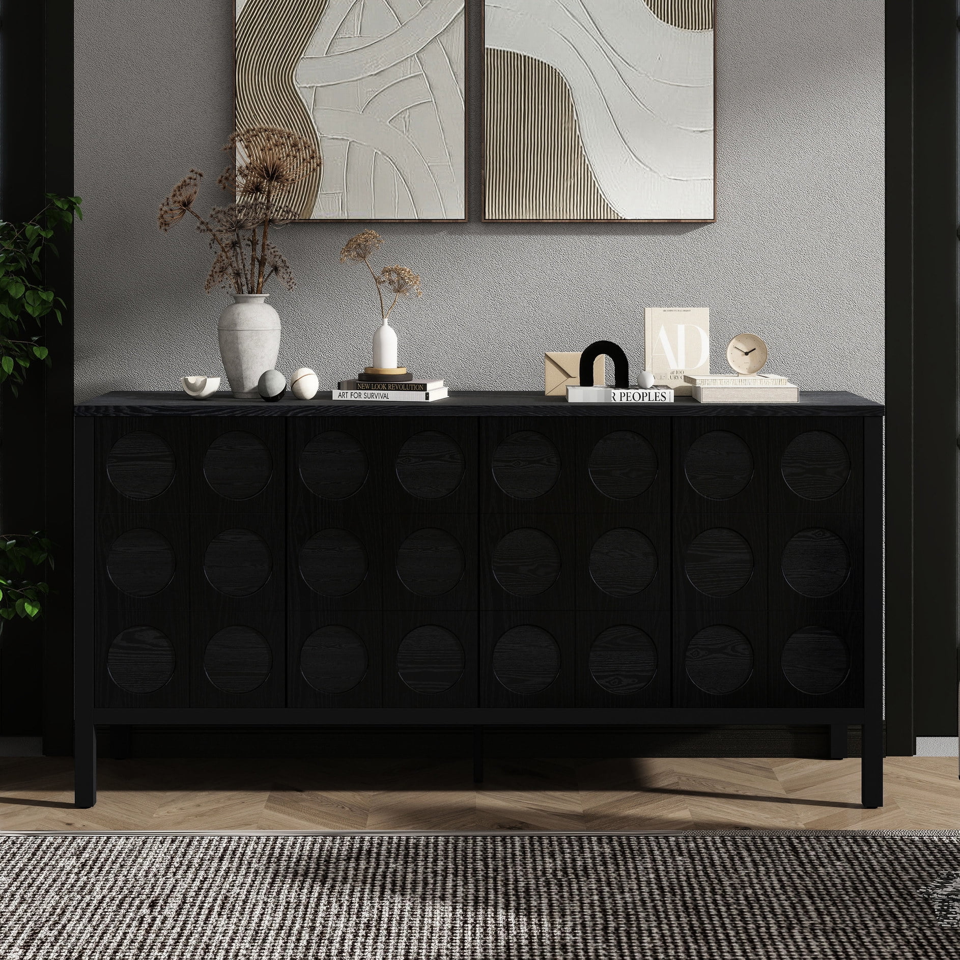 Five - Leg Structure MDF Sideboard with Rebound Devices and Adjustable ...