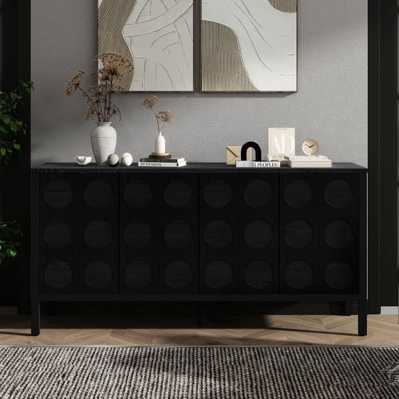 Geometric Circle Door, Sturdy Construction - Wooden Sideboard for Home Decor