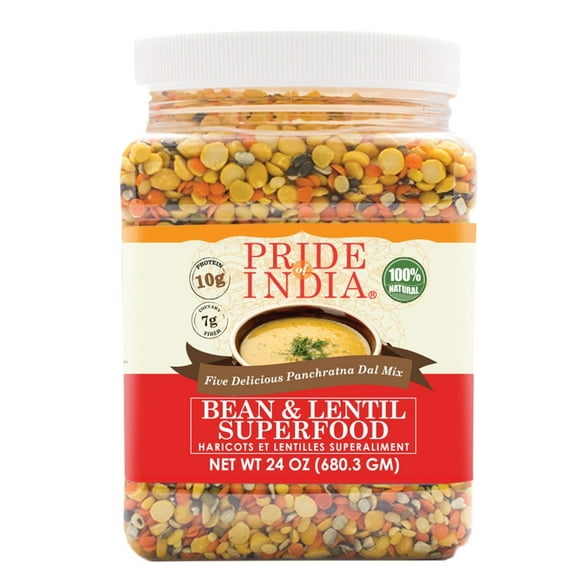Pride Of India - Indian Bean & Lentil Superfood - Five Delicious Panchratna Dal Mix, 1.5 Pound Jar
