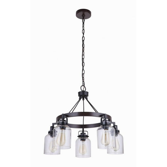 Five Light Chandelier 24.63 inches Wide By 25.63 inches High-Flat Black/Dark Teak Finish Bailey Street Home 139-Bel-4260344
