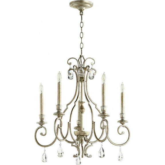 6014-5-60-Quorum Lighting-Ansley - Five Light Chandelier-Aged Silver Leaf Finish -Traditional Installation