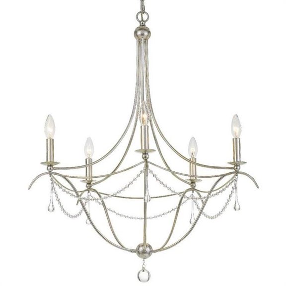Five Light Chandelier in Traditional and Contemporary Style 27.5 inches Wide By 33.5 inches High-Antique Silver Finish Bailey Street Home