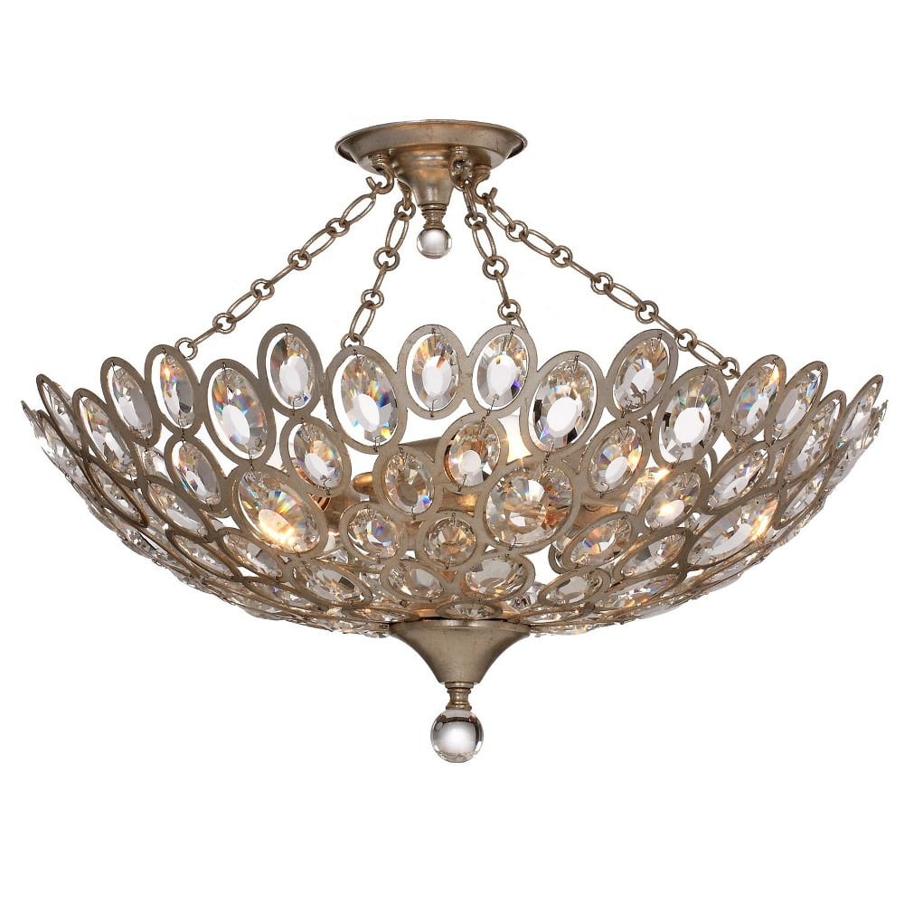 Distressed Twilight Crystal 5-Light Indoor Bowl Ceiling Mount