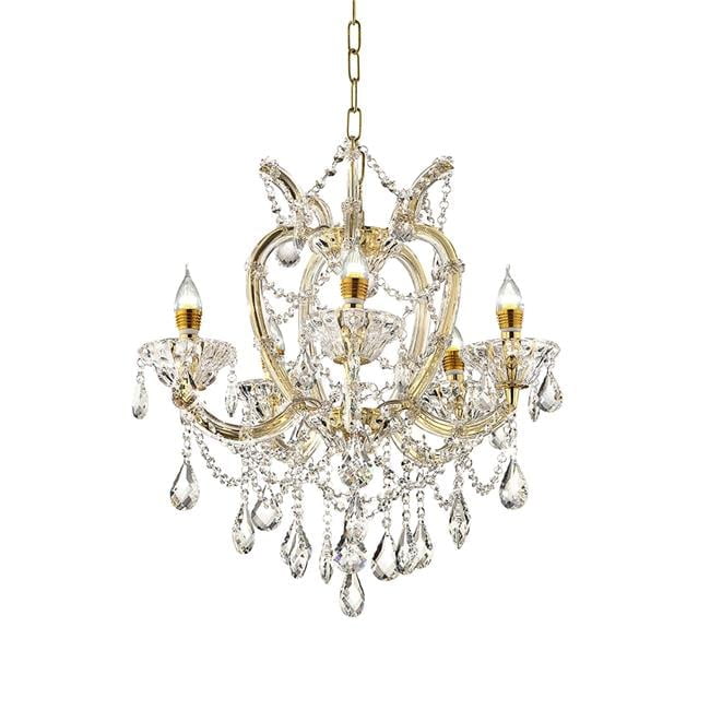 Elegant Empire Gold & Crystal LED Chandelier - 21"x22"