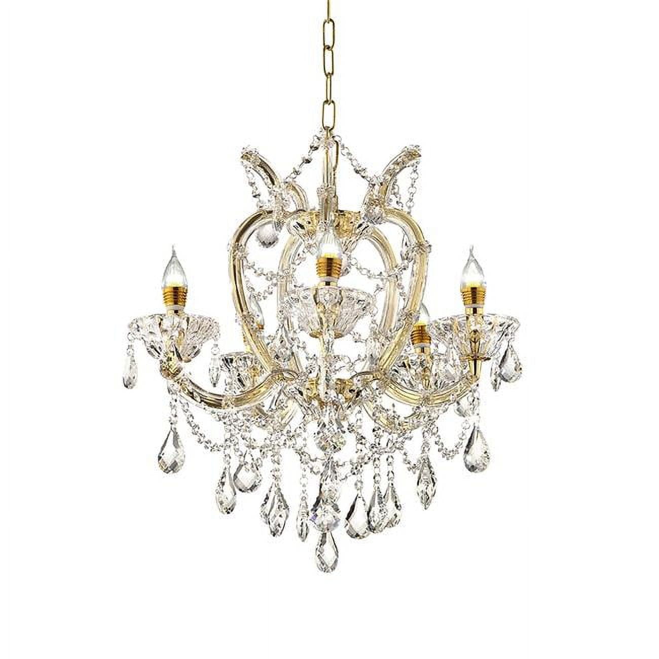 Elegant Empire Gold & Crystal LED Chandelier - 21"x22"