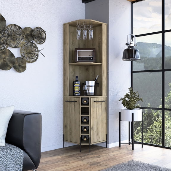 Five Liquor Cubbies Corner Bar Cabinet / Organize Your Alcohol Collection