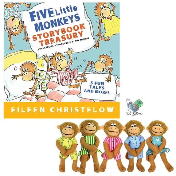 Five Little Monkeys Gift Set Includes Finger Puppet Playset with 5 Stories: Five Little Monkeys Jumping on a Bed, Bake a Cake, Sitting in a Tree, with Nothing to Do, Wash the Car