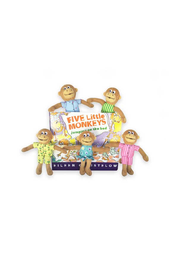 Five Little Monkeys Finger Puppet Playset & Board Book Set