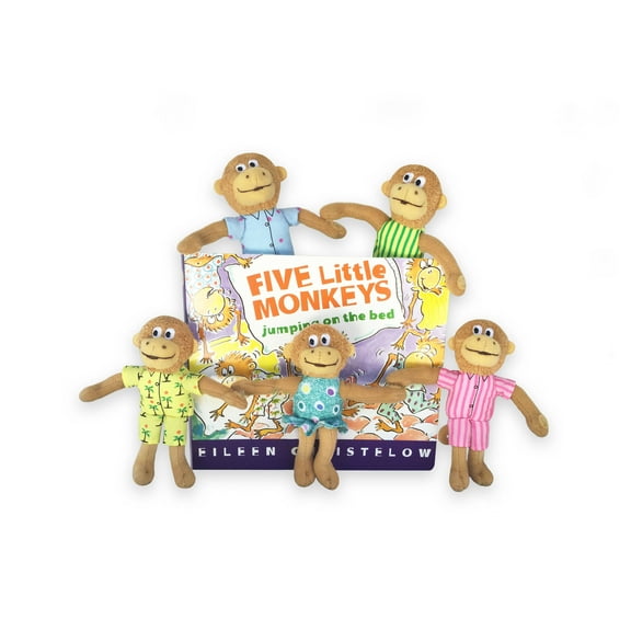 Five Little Monkeys Finger Puppet Playset & Board Book Set