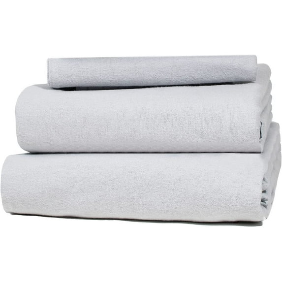 Five Looms 100% Cotton Cozy Flannel Bed Sheet Set, Twin (Gray, 3 Piece)