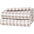 thumbnail image 1 of Five Looms Cotton Cozy Flannel Bed Sheet Set, Twin (Gingham Beige, 3 Piece), 1 of 6