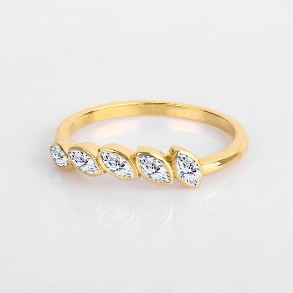 Five Marquise Bezel Set Diamond Half Eternity Crown Wedding Band Solid 925 Starling Silver Matching Wedding Bridal Ring, Minimalist Handmade Unique Ring,