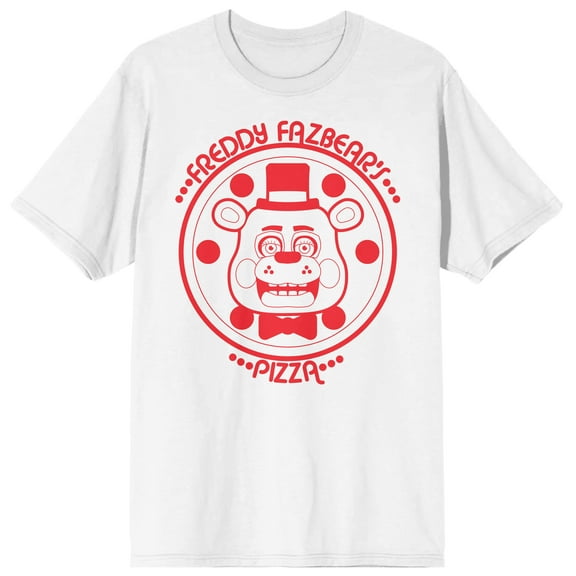 Five NIghts At Freddy's Freddy Fazbear's Pizza Crew Neck Short Sleeve Women's White T-shirt-XL
