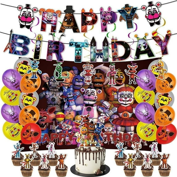 Five Night Funtime Freddy Birthday Party Decorations Banner Baby Shower Party Supplies FNAF Balloons Disposable Tableware Topper