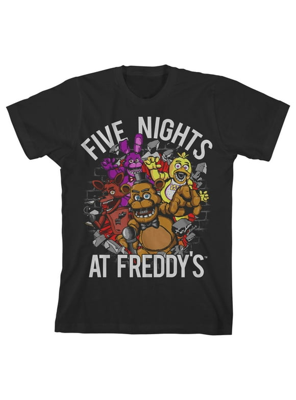 Five Night at Freddy's Breaking Walls Boy's Black T-shirt-XL